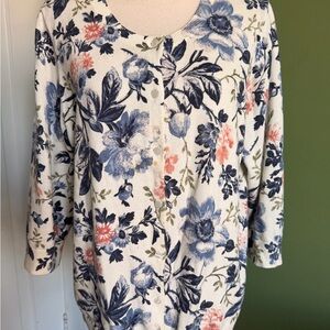 Talbots Floral Long Sleeve Top - Blue and Pink